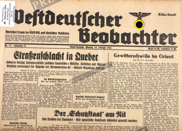 Westdeutscher Beobachter Abend Ausgabe, 10.02.1941