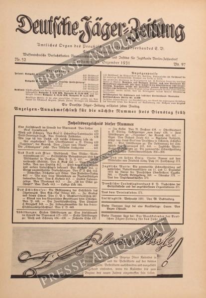 Deutsche Jäger Zeitung, 25.12.1931 bis 31.12.1931