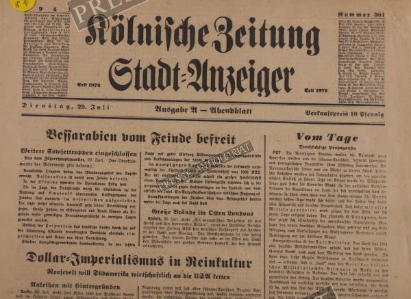 Kölnische Zeitung Abendblatt, 29.07.1941