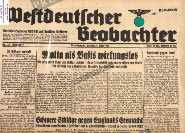 Westdeutscher Beobachter Abend Ausgabe, 08.03.1941
