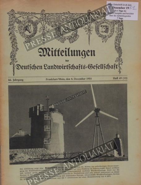 Mitteilung der Deutschen Landwirtschafts Gesellschaft, 08.12.1951 bis 14.12.1951