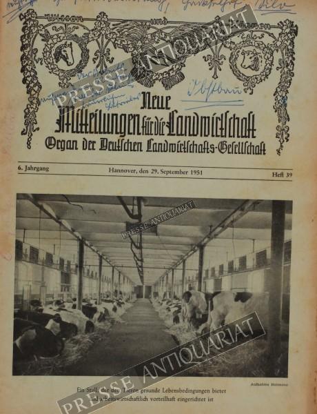 Mitteilung der Deutschen Landwirtschafts Gesellschaft, 29.09.1951 bis 05.10.1951