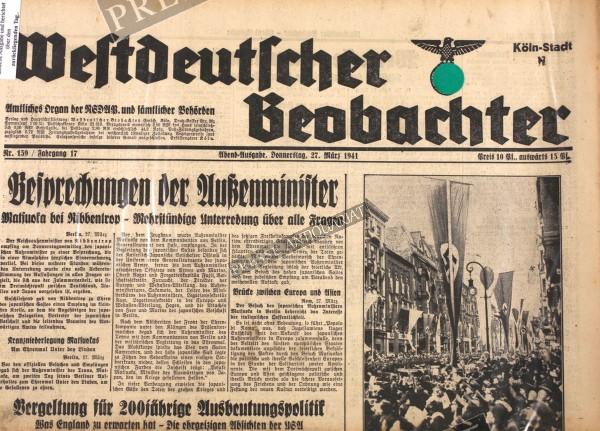 Westdeutscher Beobachter Abend Ausgabe, 27.03.1941