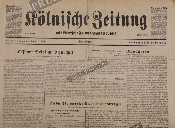 Kölnische Zeitung Abendblatt, 24.04.1941