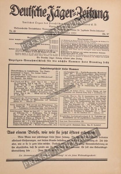 Deutsche Jäger Zeitung, 04.12.1931 bis 10.12.1931