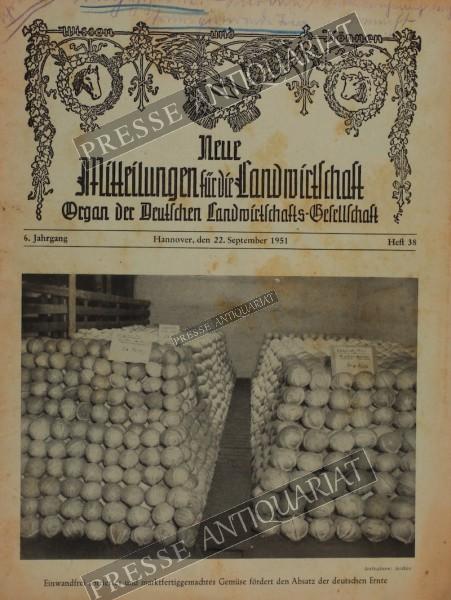 Mitteilung der Deutschen Landwirtschafts Gesellschaft, 22.09.1951 bis 28.09.1951