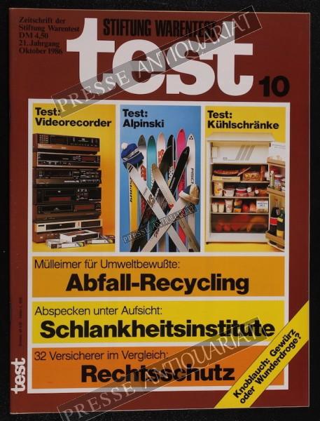 Test Zeitung der Stiftung Warentest, 01.10.1986 bis 31.10.1986