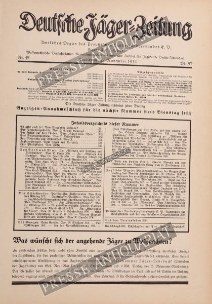 Deutsche Jäger Zeitung, 27.11.1931 bis 03.12.1931