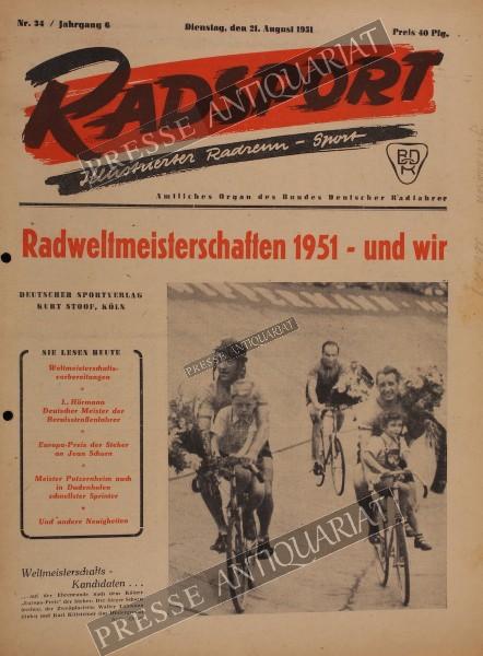 Radsport Illustrierte, 21.08.1951 bis 03.09.1951