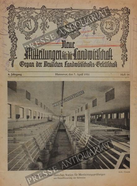 Mitteilung der Deutschen Landwirtschafts Gesellschaft, 07.04.1951 bis 13.04.1951