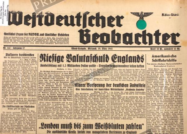 Westdeutscher Beobachter Abend Ausgabe, 19.03.1941
