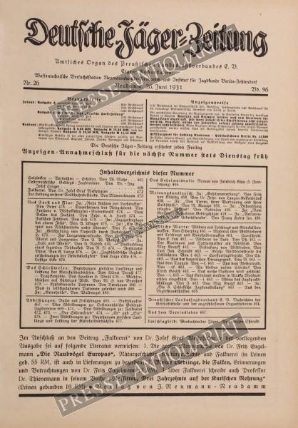 Deutsche Jäger Zeitung, 26.06.1931 bis 02.07.1931