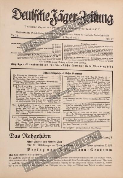 Deutsche Jäger Zeitung, 14.08.1931 bis 20.08.1931