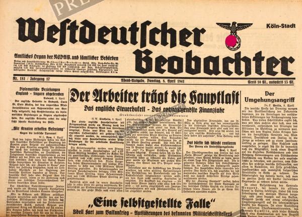 Westdeutscher Beobachter Abend Ausgabe, 08.04.1941