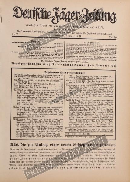 Deutsche Jäger Zeitung, 13.02.1931 bis 19.02.1931