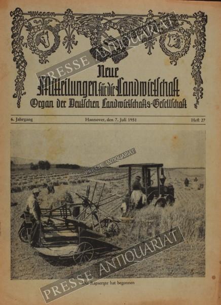 Mitteilung der Deutschen Landwirtschafts Gesellschaft, 07.07.1951 bis 13.07.1951