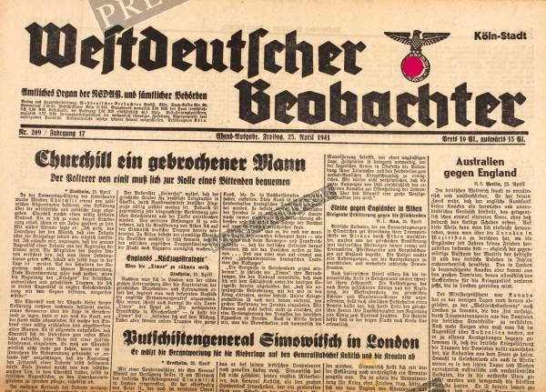 Westdeutscher Beobachter Abend Ausgabe, 25.04.1941