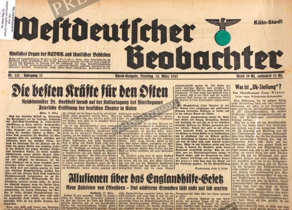 Westdeutscher Beobachter Abend Ausgabe, 18.03.1941