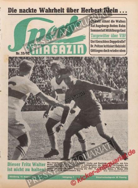 Sportmagazin Nr. 33A, 13.08.1952 bis 19.08.1952