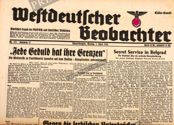 Westdeutscher Beobachter Abend Ausgabe, 07.04.1941
