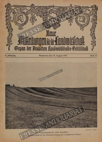 Mitteilung der Deutschen Landwirtschafts Gesellschaft, 18.08.1951 bis 24.08.1951