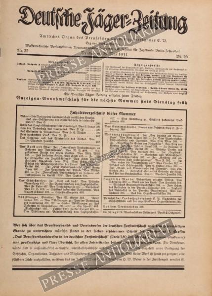 Deutsche Jäger Zeitung, 29.05.1931 bis 04.06.1931