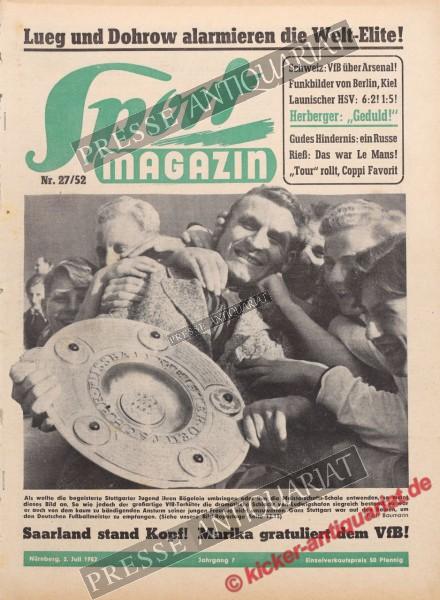Sportmagazin Nr. 27A, 02.07.1952 bis 08.07.1952