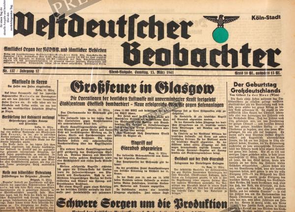 Westdeutscher Beobachter Abend Ausgabe, 15.03.1941