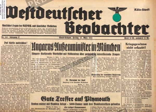 Westdeutscher Beobachter Abend Ausgabe, 21.03.1941