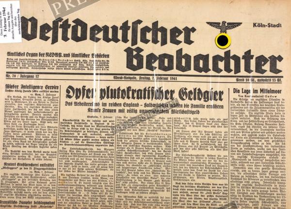 Westdeutscher Beobachter Abend Ausgabe, 07.02.1941