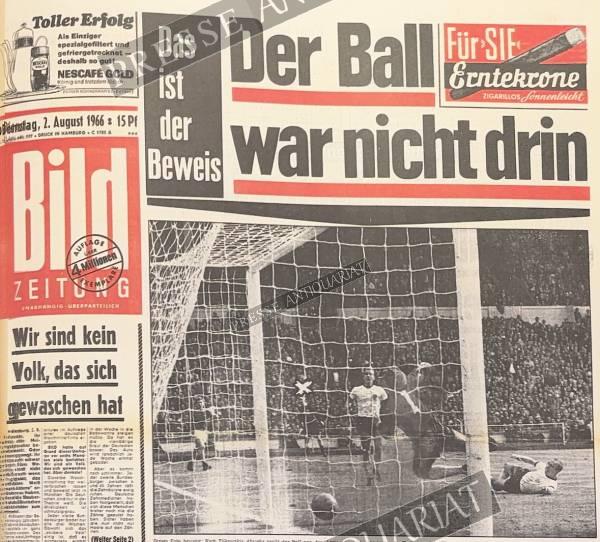 Bild Zeitung 2. August 1966 Wembley Tor 1966 