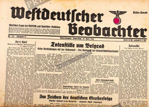 Westdeutscher Beobachter Abend Ausgabe, 10.04.1941