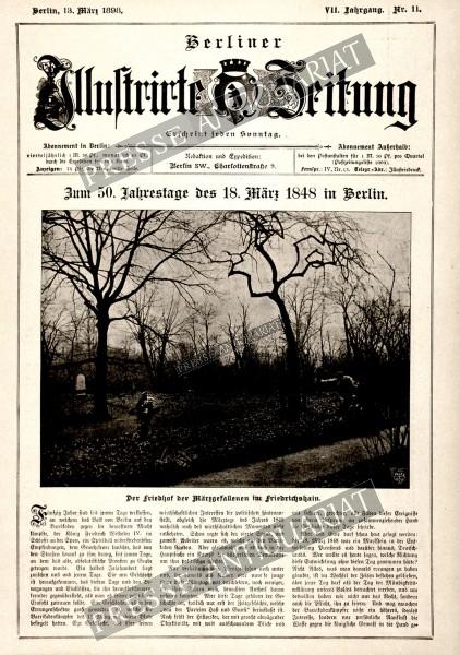 Zum 50. Jahrestage des 18. März 1848 in Berlin. Der Friedhof der Märzgefallenen im Friedrichshain.