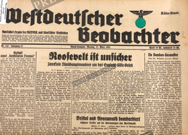 Westdeutscher Beobachter Abend Ausgabe, 17.03.1941