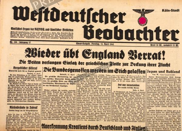 Westdeutscher Beobachter Abend Ausgabe, 15.04.1941