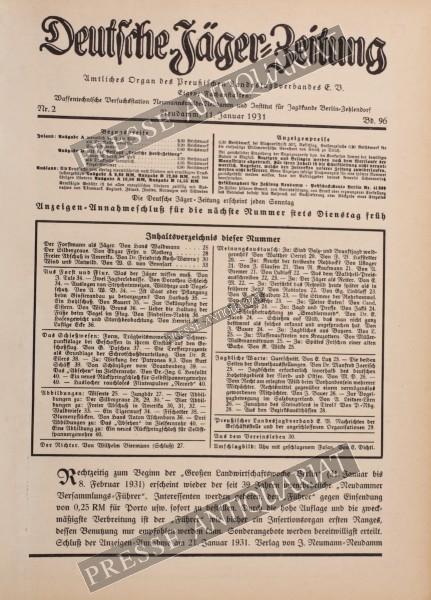 Deutsche Jäger Zeitung, 11.01.1931 bis 17.01.1931