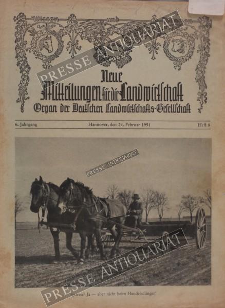 Mitteilung der Deutschen Landwirtschafts Gesellschaft, 24.02.1951 bis 02.03.1951