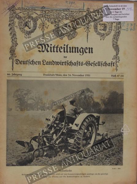 Mitteilung der Deutschen Landwirtschafts Gesellschaft, 24.11.1951 bis 30.11.1951