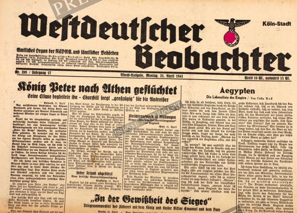 Westdeutscher Beobachter Abend Ausgabe, 21.04.1941