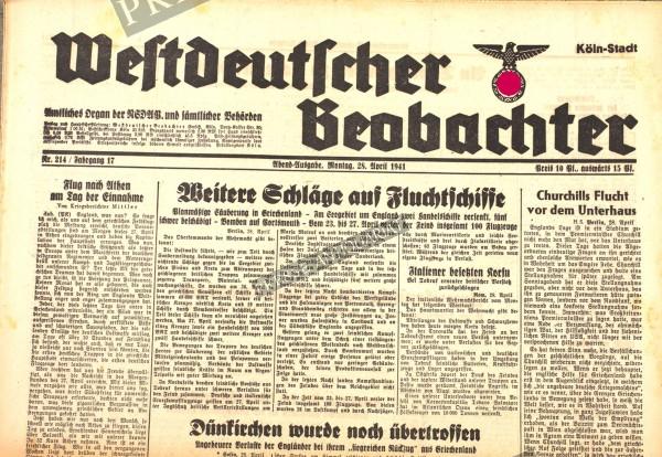 Westdeutscher Beobachter Abend Ausgabe, 28.04.1941