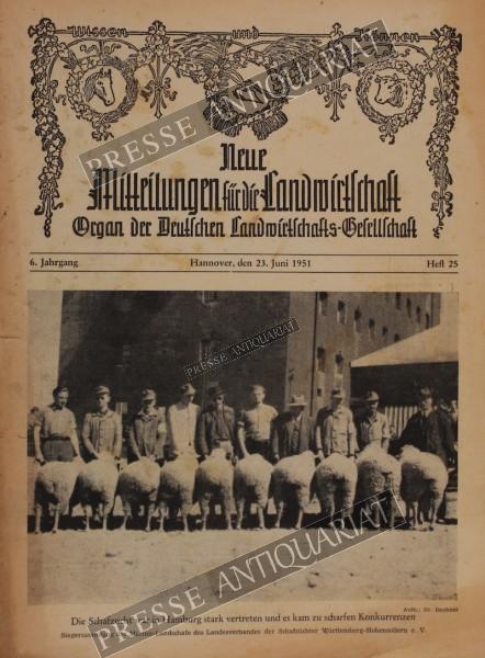 Mitteilung der Deutschen Landwirtschafts Gesellschaft, 23.06.1951 bis 29.06.1951