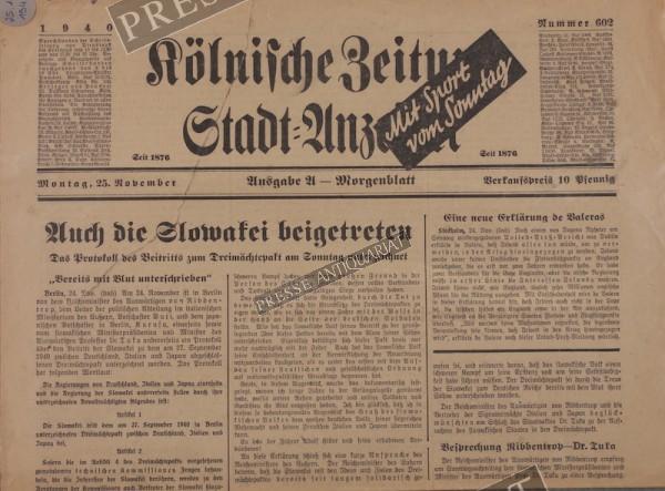 Kölnische Zeitung, 25.11.1940