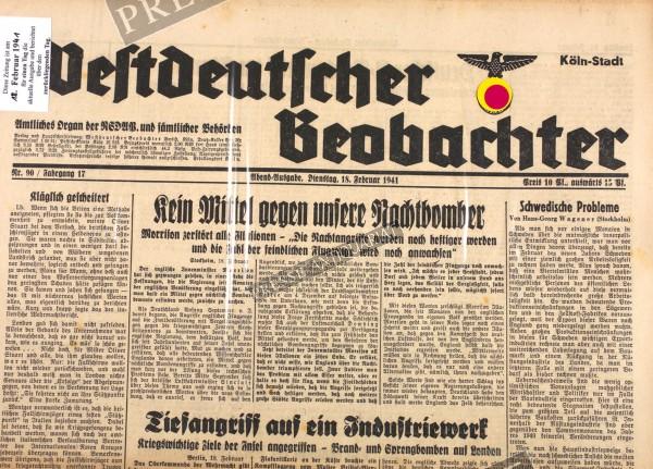 Westdeutscher Beobachter Abend Ausgabe, 18.02.1941