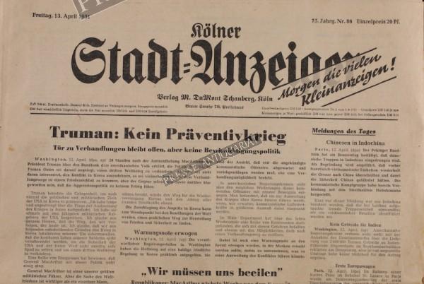 Kölner Stadt Anzeiger, 13.04.1951