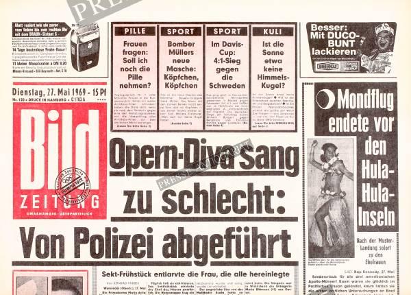 Bildzeitung 27.Mai 1969: Opern Diva sang zu schlecht: Von Polizei abgeführt
