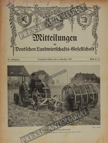 Mitteilung der Deutschen Landwirtschafts Gesellschaft, 06.10.1951 bis 12.10.1951