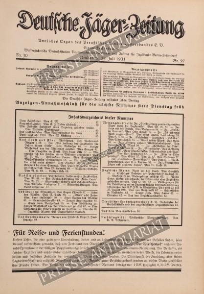 Deutsche Jäger Zeitung, 24.07.1931 bis 30.07.1931