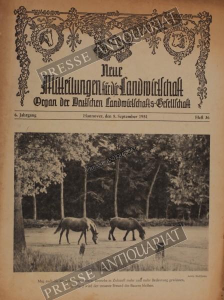 Mitteilung der Deutschen Landwirtschafts Gesellschaft, 08.09.1951 bis 14.09.1951
