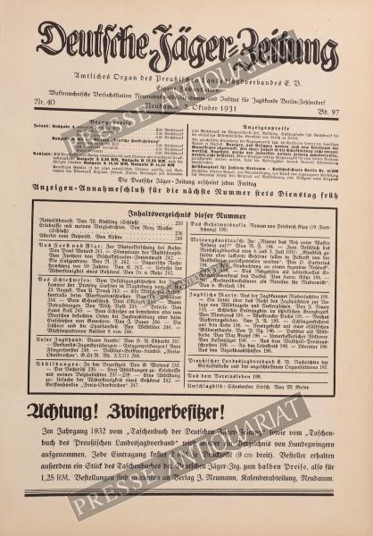 Deutsche Jäger Zeitung, 02.10.1931 bis 08.10.1931